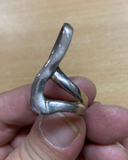 UK SIZE P RING VINTAGE SILVER TONE ARTISTIC SHAPE 6 GRAMS (P3)