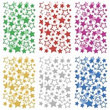 12 Sheets Glitter Star Stickers - Self-Adhesive - Assorted Stars - Colorful