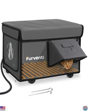 Cozy Heated Cat House - Insulated Weatherproof Shelter for Stray Cats, Dark Grey