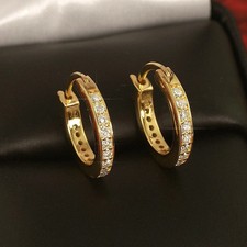 1Ct Round Cut White Moissanite Women's Hoop Earrings 14k Yellow Gold Plated