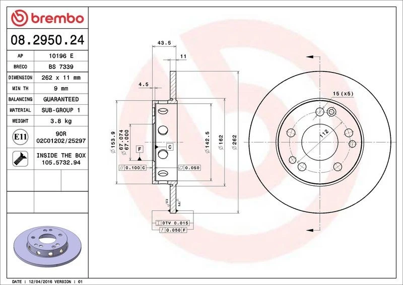 Brake discs Mercedes-Benz 190 E 1.8 08.2950.24 - Image 2 of 2