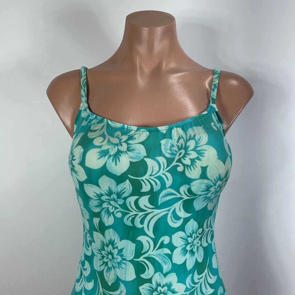 Vintage 90s y2k Leilani One Piece Swimsuit Size 10 Aqua Blue Floral Hi-Cut - Image 3 of 4
