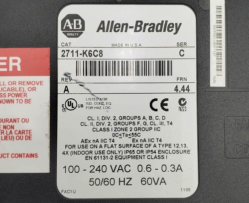 Allen Bradley 2711-K6C8 PanelView 600 Keypad Terminal 240VAC 0,6A - Bild 4 von 10