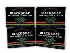 4x African Formula Black Soap with Shea Butter & Aloe Vera Bar, 3.5 oz