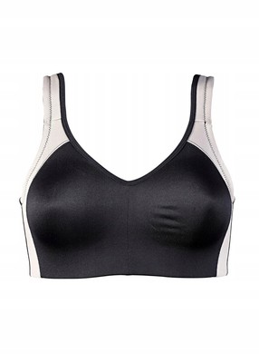 Neu Behagelig Sports-BH Gr 100 F Schwarz Grau Unterwasche Bra Unterhemd Oberteil