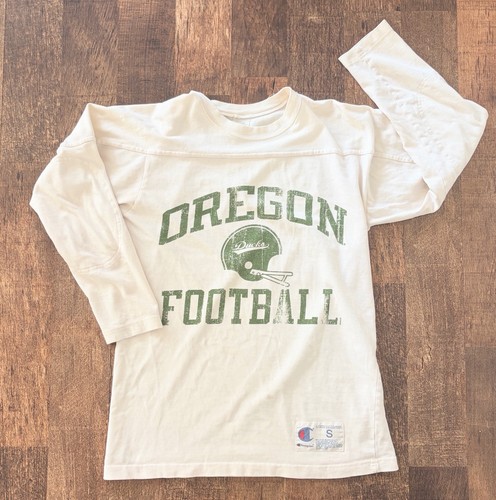 Vintage Champion Oregon Ducks Football Practice Jersey Y2K White Green Thrashed