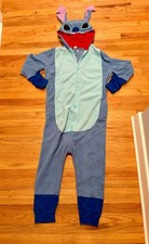 Disney lilo  Stitch Adult Fleece Hooded One Piece Pajama Costume Cosplay Size M