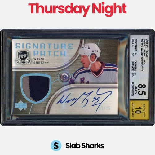 2005 UPPER DECK THE CUP WAYNE GRETZKY SIGNATURE PATCH AUTO 1/25 BGS 8.5 AUTO 10