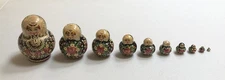 Vintage Wood Hand Painted Russian Matryoshka 10 pc. Nesting Dolls - Signed