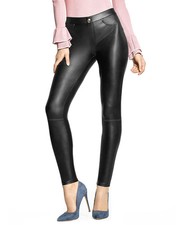 Hue L133503 Womens Black Leatherette Pull-On Leggings Pants Size M