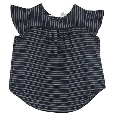 AVA & VIV Women's Black White Stripe Flutter Sleeve Top Plus Size X