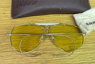 Tasco Aviator Pilot Shooter Sunglasses Yellow Lens Gold Metal