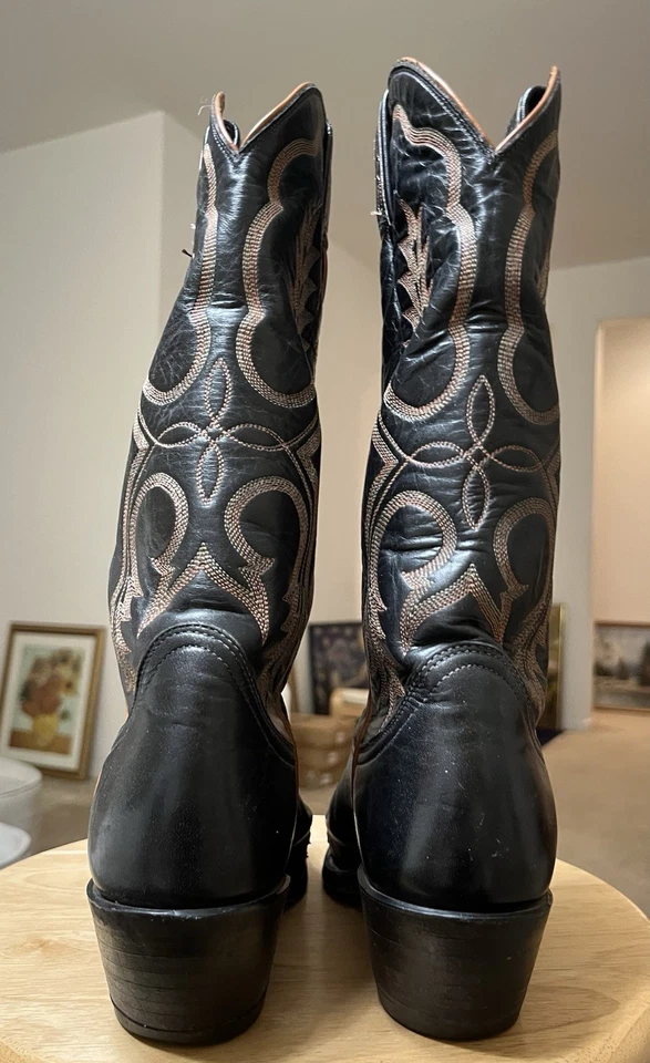 Botas ocidentais femininas Tony Lama 2830 marrom/preto EUA couro pele de réptil US7B - Imagem 4 de 4