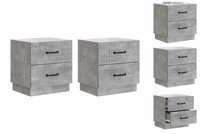Nachttisch 2Er Set Nachtschrank Betongrau 43X34,5X44,5 Cm Holzwerkstoff