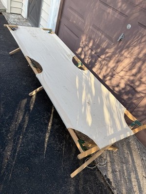 Byers Camping Cot Portable Maine Woods Frame Canvas USA Folding Byer Mfg Camping