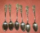 Six Antique Sterling Silver Teaspoons, R&B Trajan, Ornate substantial 180 grams