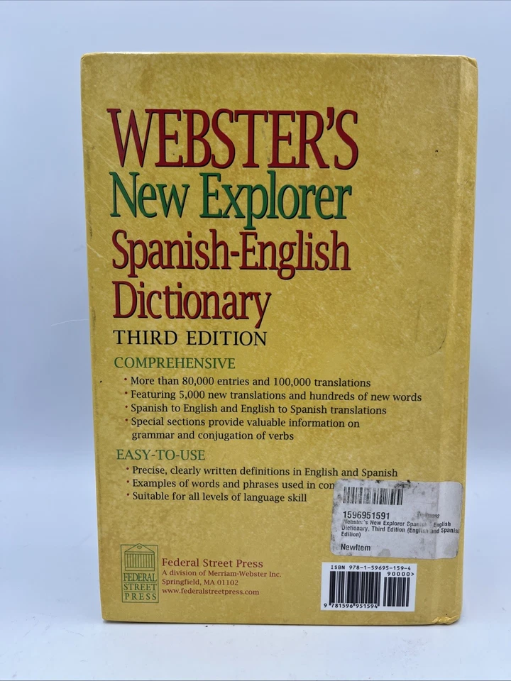 Webster’s New Explorer Spanish-English Dictionary • 3rd Edition • HC • Excellent - Image 2 of 4