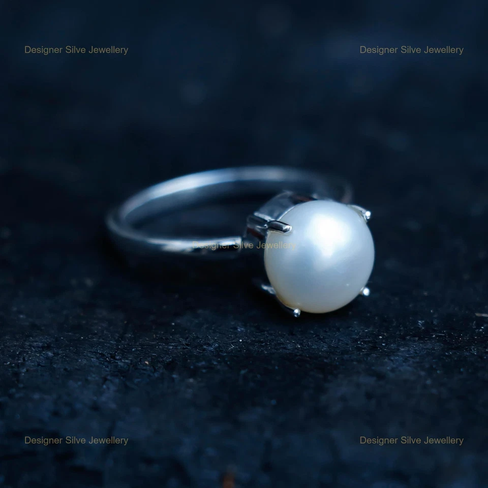 Halloween Deal 925 Sterling Silver June Pearl Stone Statement Wife Ring Jewelry - Image 3 of 4