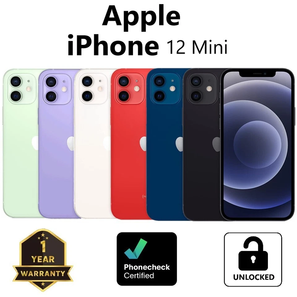 Apple iPhone 12 mini - 64 GB | 128GB | 256GB (Unlocked) Smartphone - Very Good