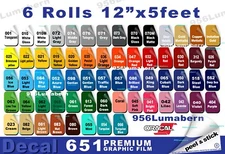 6 rolls 12" Adhesive Backed Vinyl for Craft Die & Sign Cutters, Outdoor Quality