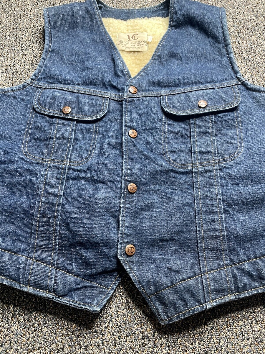 Vintage DC Dee Cee Brand Denim Sherpa Vest Insulated USA Made