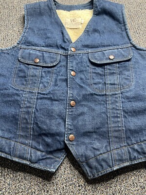 Vintage DC Dee Cee Brand Denim Sherpa Vest Insulated USA Made