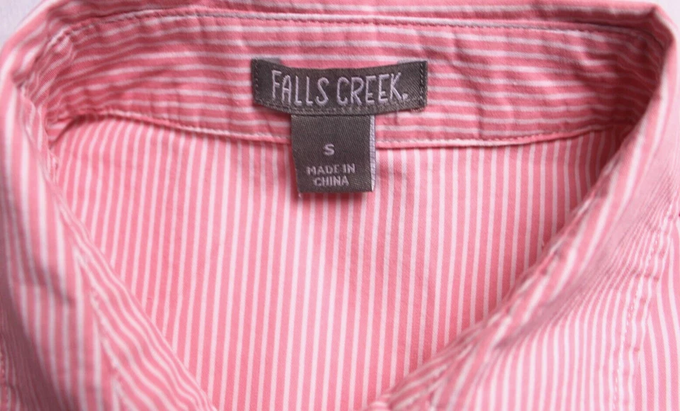 BLUSA FALLS CREEK Mujer Talla S Rosa Blanco Rayas Bordada Floral Manga Larga Foto 3 de 4