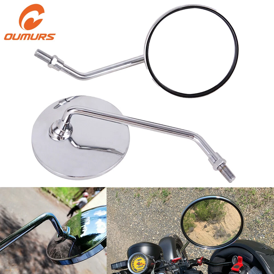 Pair Chrome Round Mirrors For Honda CL90 CT90 CB100 CL100 CL125 CB125 LH ＆ RH - Image 4 of 4