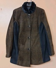 Bob Mackie Wearable Art Jacket Brown Black Patterned Mid Length Size Xs