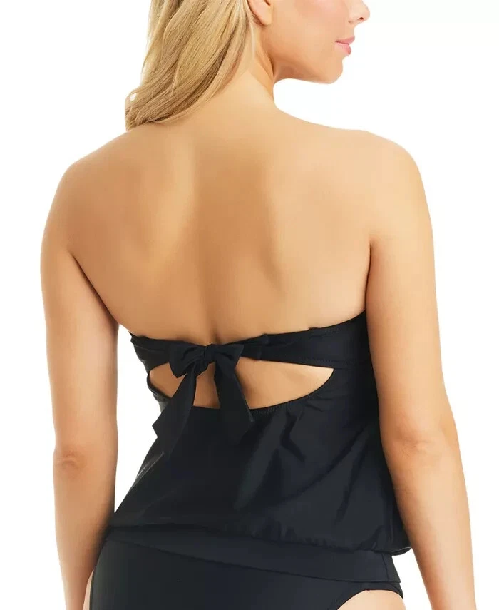 Nuevo con etiquetas Camiseta Tankini Bar III Para Mujer con Bandas Ojo de Cerradura Negra Talla M $60 12HL1004 Foto 2 de 2