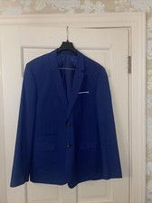 JACKET BLAZER SPORTS COAT MENS NAVY BLUE BUTTON CASUAL, PRE-OWNED.