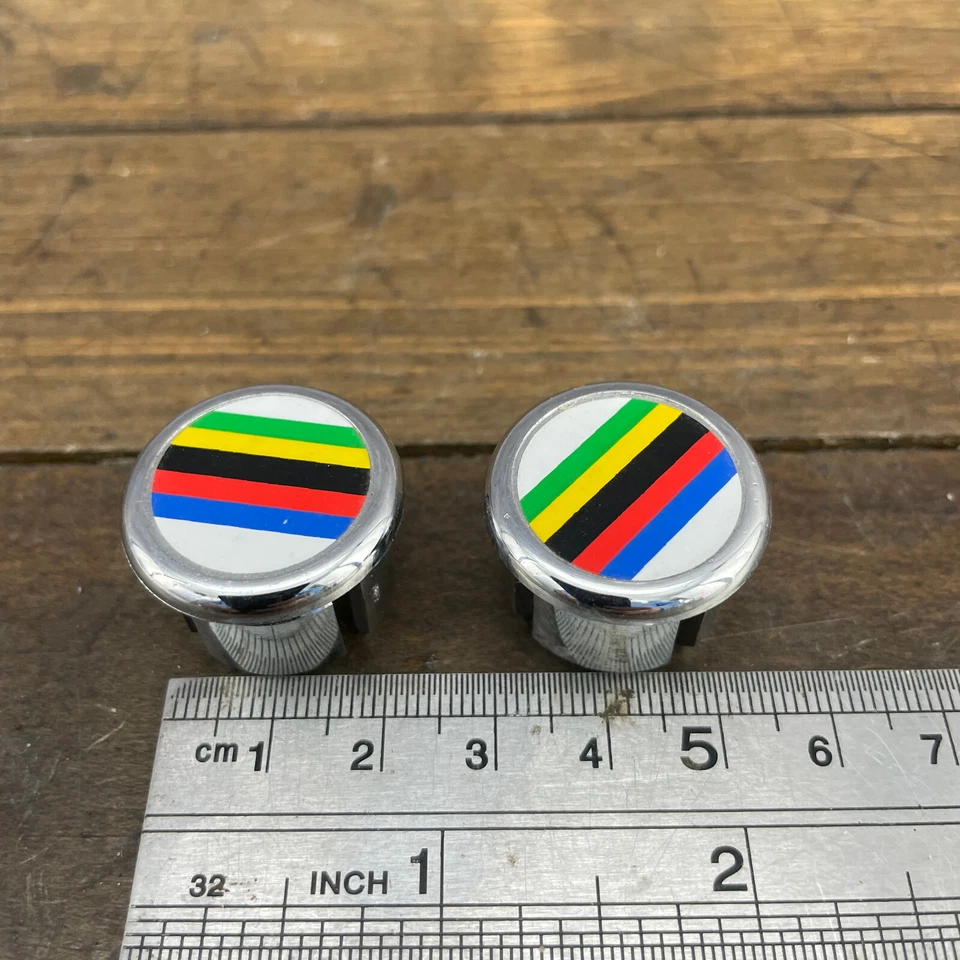 Cyclo Linea Plugs White Road Handlebar Caps Stripes Bike CycloLinea NOS Drop Bar - Image 3 of 4