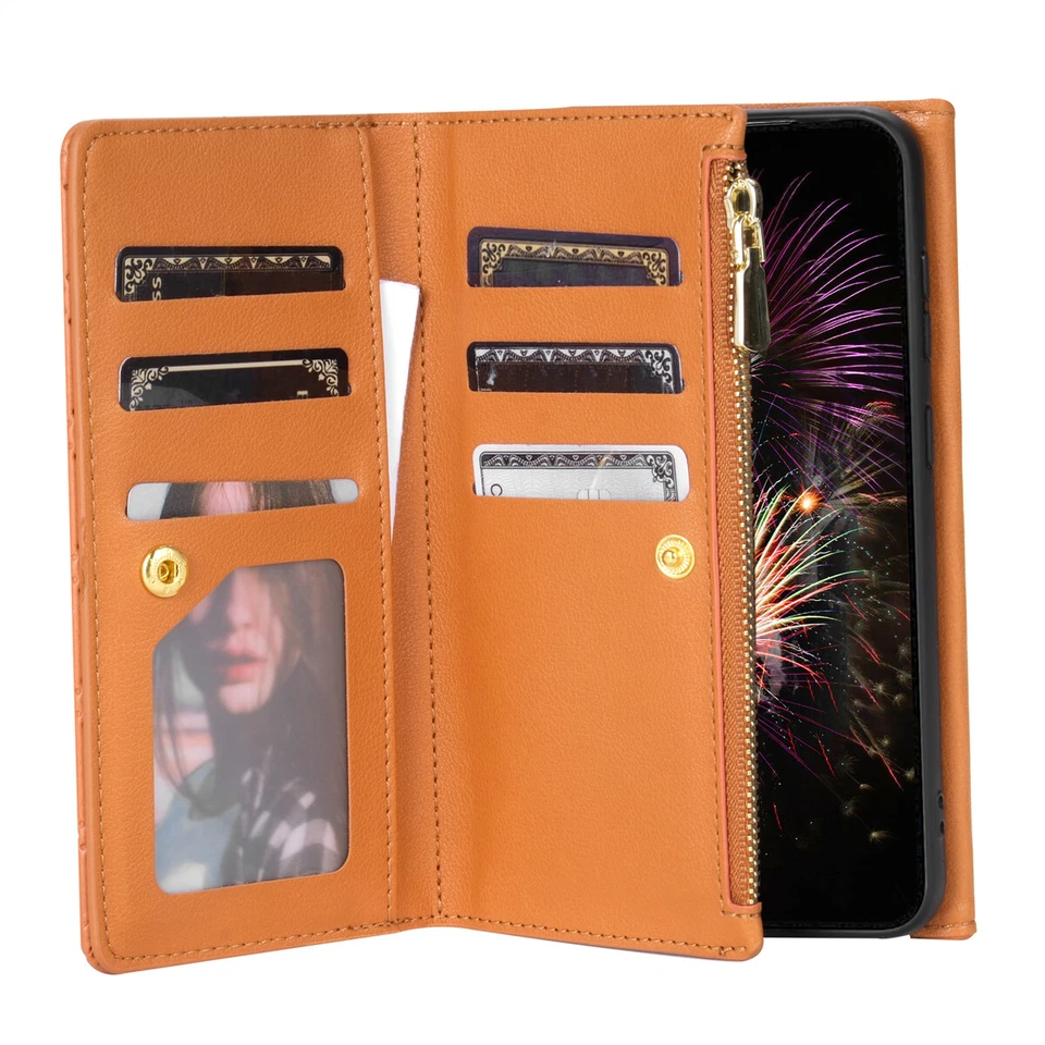 Zip Leather Flip Wallet Case Strap Cover for Xiaomi 13T Redmi 13C 13R K60 Ultra - Image 2 of 4