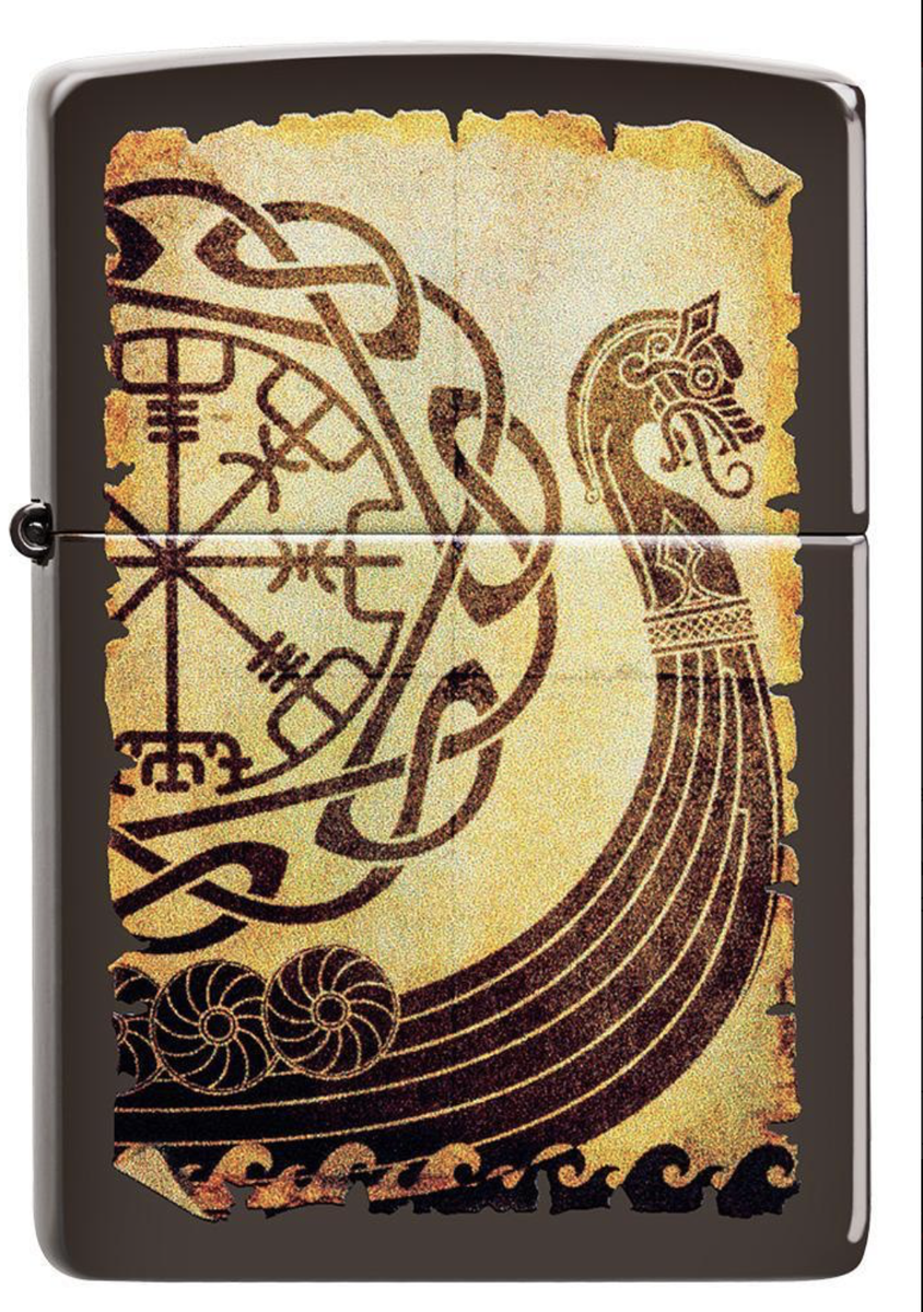 Zippo Color Image Viking Drakkar Warship, Boat Lighter, 49182, New