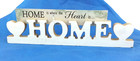 “HOME” Wooden Distressed Picture Holder Shelf Desk Table Sitter Hearts 11.5x2.5"