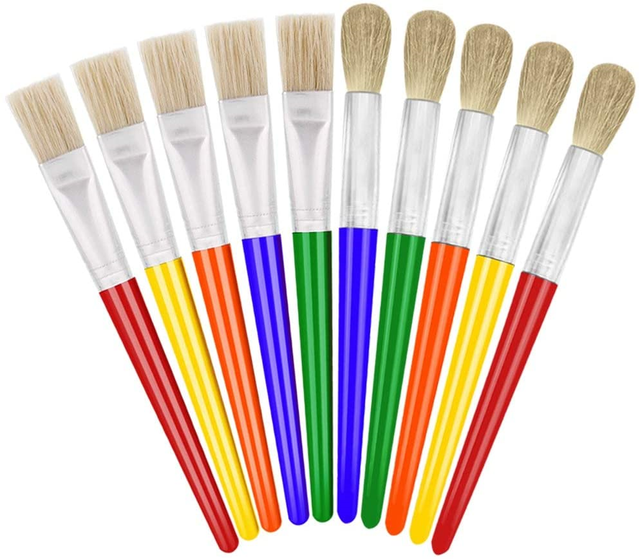 anezus Paint Brushes for Kids, 10 Big Paint Brushes Round and Flat Hog