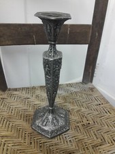 Dutch theme pewter candlestick scrollwork 10 in