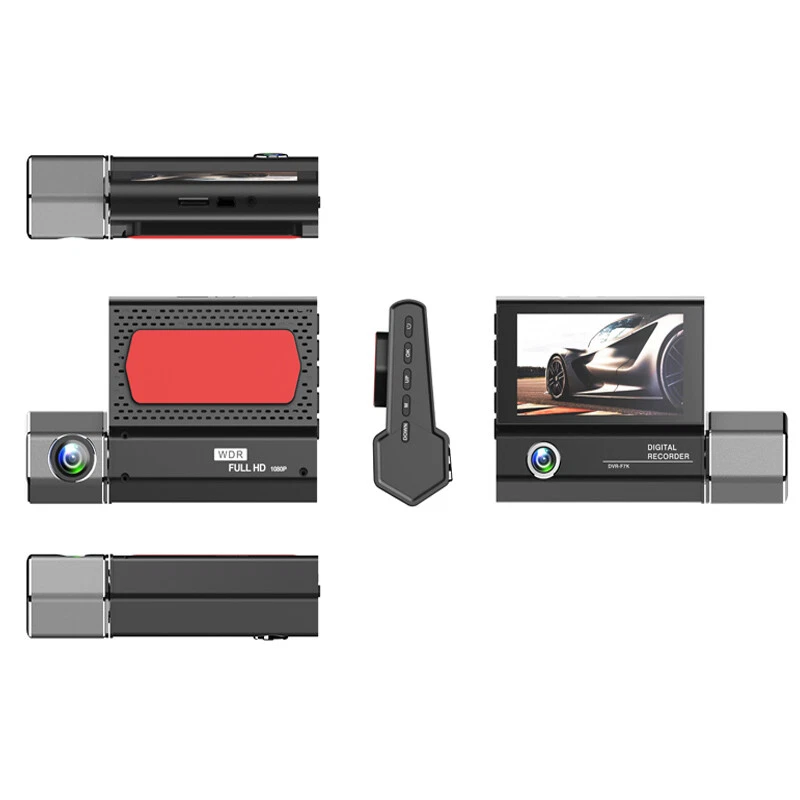 Cámara grabadora de video HD frontal/trasera/interior HD para tablero de 3 lentes para automóvil grabación en bucle Foto 2 de 4