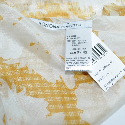 100% Nuevo AGNONA Bufanda de Seda Floral Mostaza AUTÉNTICO Chal Mujer 70x180cm 160890 - Imagen 2 de 6