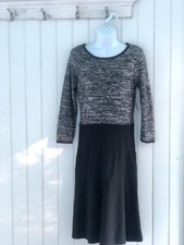 NWT Nine West Sweater Dress Knit Black + Silver Sequins Work Women S MSRP$99 