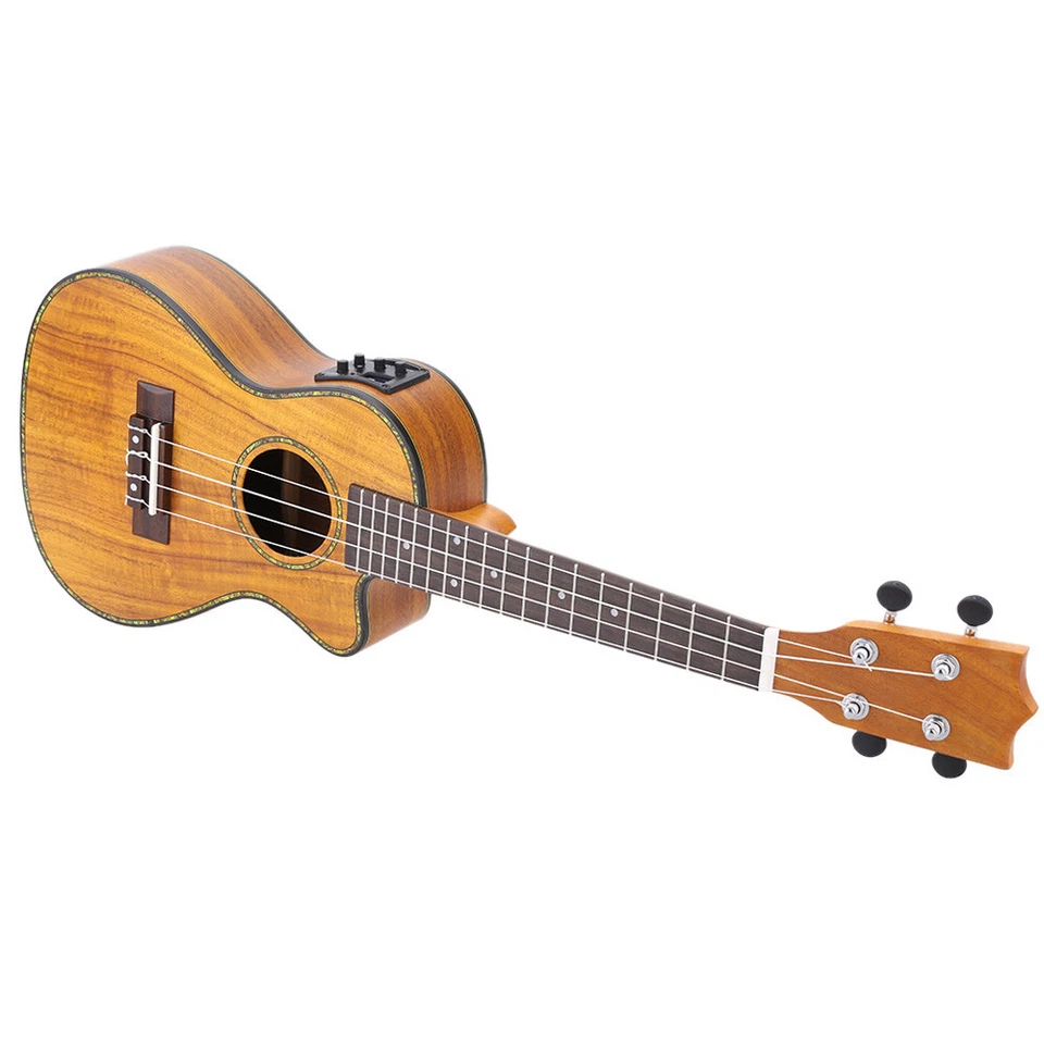 Ukelele recortado de 24" 4 cuerdas con ecualizador cuerpo de madera contrachapada Koa diapasón de palisandro H3K0 Foto 3 de 4