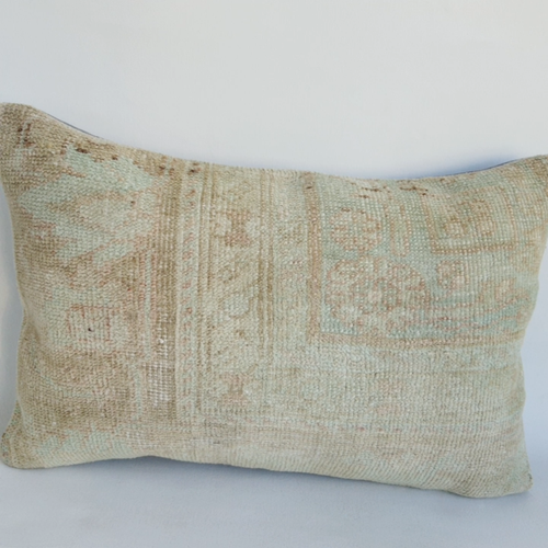 Handmade Turkish Rug Pillow Case, 16x24 Vintage Pillow Case, Organic Wool Pillow - Video 1 of 1