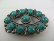 New Belt Buckle B.A. 17157 Men Silver Tone Faux Turquoise