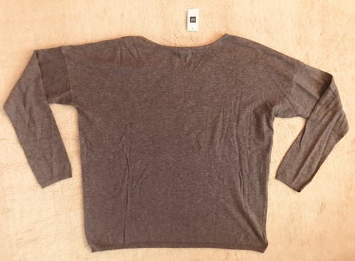NEW!! GAP Gray Sweater Top Cotton Silk Boatneck Soft Stretchy Long-Slv LARGE NWT - Picture 3 of 3