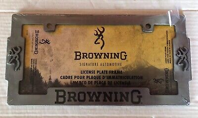 Browning Zinc Aged Nickel Finish Metal Truck Auto License Plate Frame