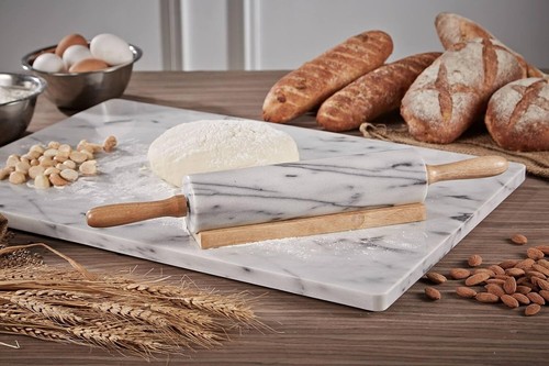 Elegant 16x20 Marble Pastry Board with Non-Slip Stability for Effortless Baking - Picture 4 of 10