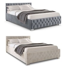 Polsterbett Bettgestell Gästebett LED Bett Samt Lattenrost Bettkasten Juskys®