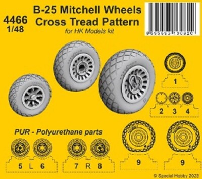 CMK 4466 - 1/48 - B-25 Mitchell Wheels/ Cross Tread Pattern 1/48 / for HK kit