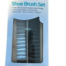2-Piece Horsehair Shoe Brush Shine Shoe Polish Kit, Leather Shoes Boot Clean