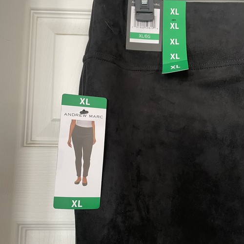 NWT Andrew Marc Womens Black Faux Suede High-Rise Pull on Leggings Black SZ XL - Picture 2 of 8